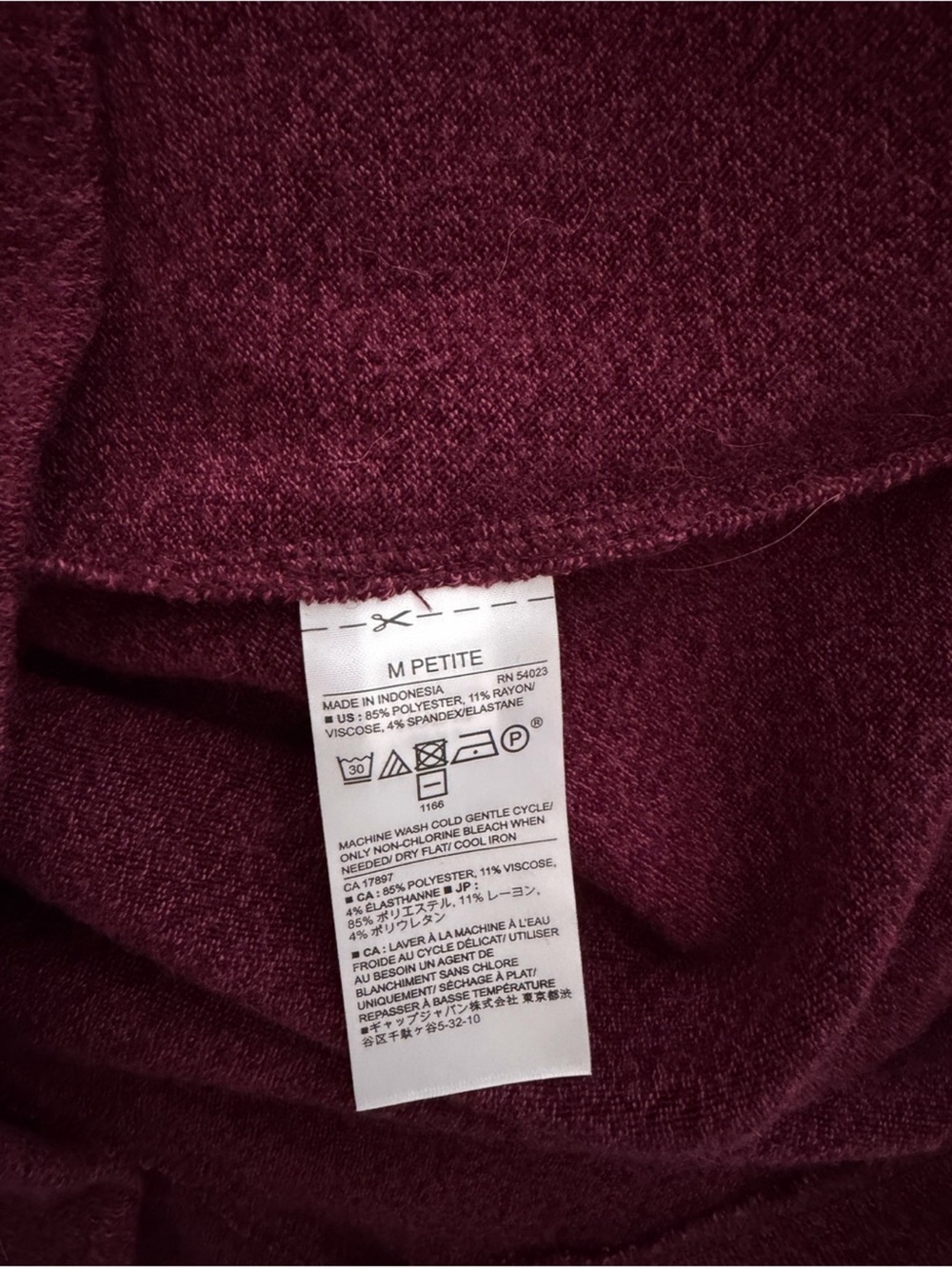 Banana Republic Rich Burgundy / Plum color Cowl Neck Sweater Dress Med Petite - Picture 9 of 9
